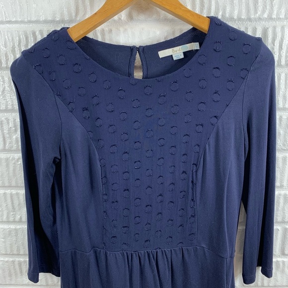Boden Navy Peplum Polka Dot Top 4 - Picture 3 of 6